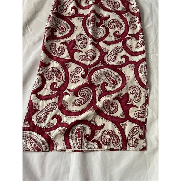 Kate Landry Womens Silk Blend Midi Skirt Red & Ivory Paisley Print Size M - Picture 10 of 11